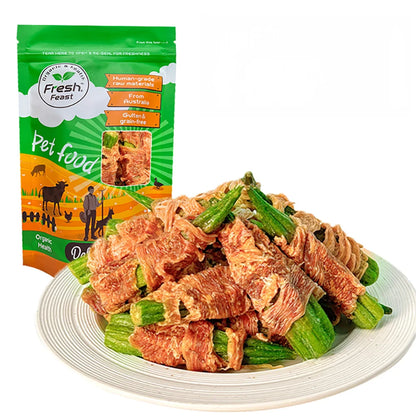 Duck-Wrapped Okra Dog Treats