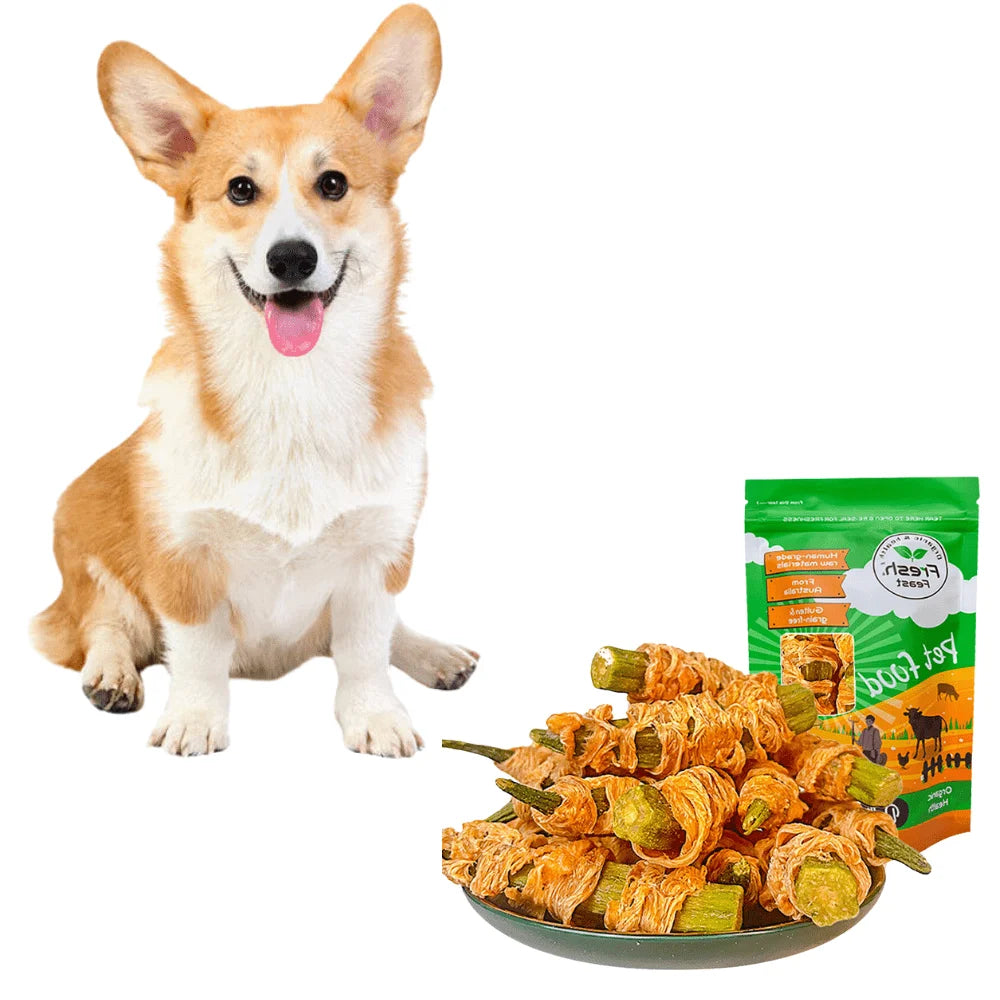 Chicken-Wrapped Okra Dog Treats