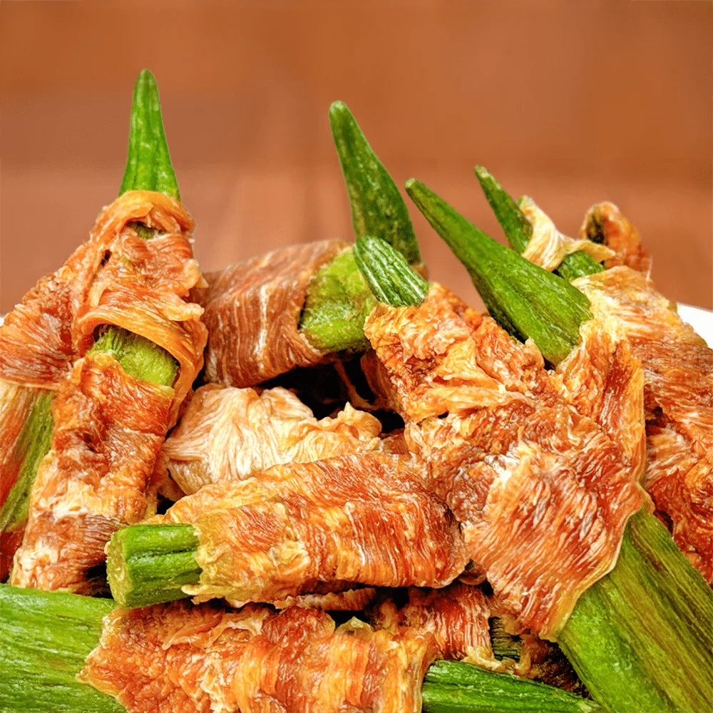 Duck-Wrapped Okra Dog Treats